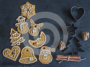 Christmas cookies and cookie cutters