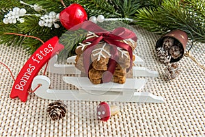 Christmas cookies with decoration. View above