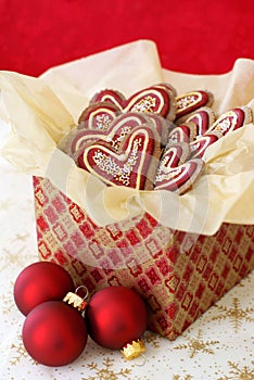 Christmas cookies in a giftbox photo