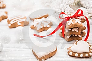 Christmas cookies with red ribbon