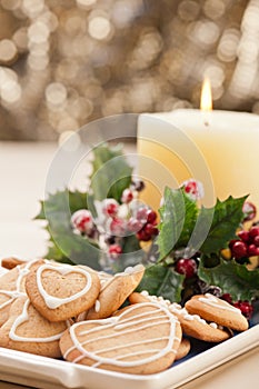 Christmas cookies, short bread in festive setting