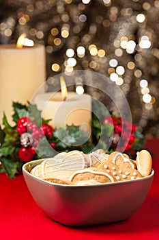 Christmas cookies, short bread in festive setting