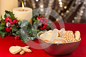 Christmas cookies, short bread in festive setting