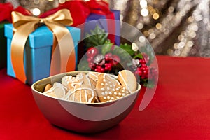 Christmas cookies, short bread in festive setting