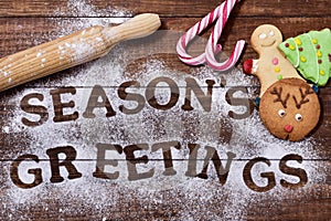 Christmas cookies and text seasons greetings