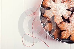 Christmas cookies in a tin box