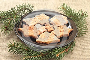 Christmas cookies and tree branches