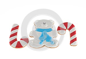 Christmas cookies white bear and couple canes