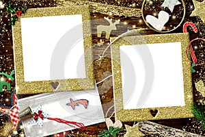 Christmas coronavirus two photo frames greeting card
