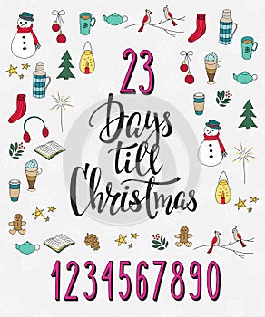 Christmas Countdown lettering typography set