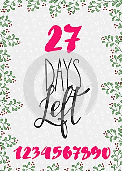 Christmas Countdown lettering typography set