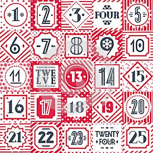 Christmas countdown printable tags collection red color cute style