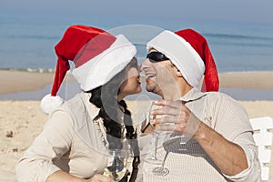 Christmas couple on a beach