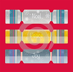 Christmas Crackers vector design on a red background
