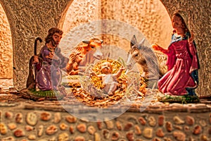 Christmas creche with Saint Joseph and Blessed Virgin Mary