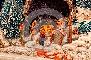 Christmas creche with Saint Joseph and Blessed Virgin Mary