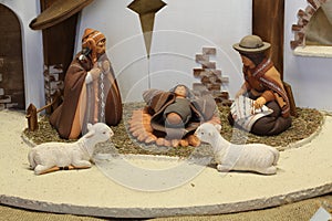 Christmas crib South-American and two white sheep