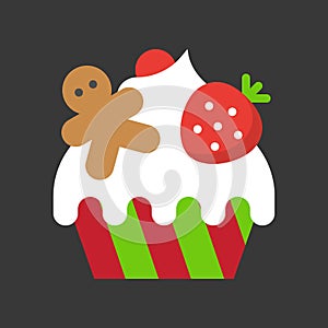 Christmas cup cake icon decoration with candy