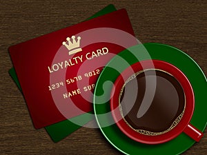 Christmas cup of coffee with loyalty cards
