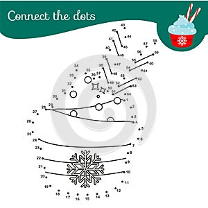 Christmas cupcake. Connect the dots. Dot to dot by numbers activity for kids and toddlers. Children educational game for New Year