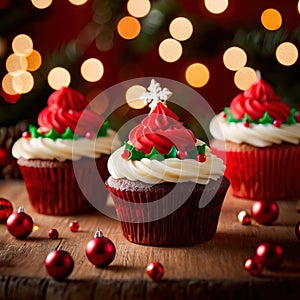 christmas cupcakes , festive treats with colorful icing