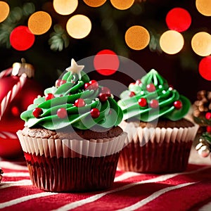 christmas cupcakes , festive treats with colorful icing