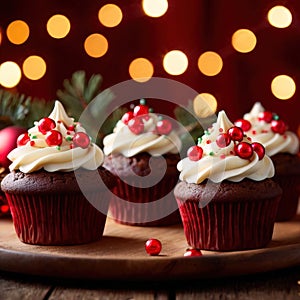 christmas cupcakes , festive treats with colorful icing