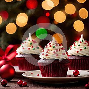 christmas cupcakes , festive treats with colorful icing