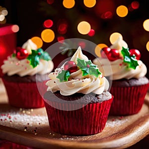 christmas cupcakes , festive treats with colorful icing