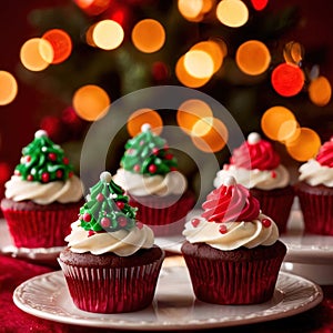 christmas cupcakes , festive treats with colorful icing