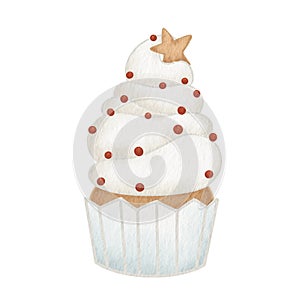 Christmas cupcakes illustration for decorration on Christmas holiday event