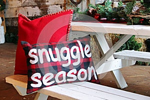 Christmas cushion that say snuggle season