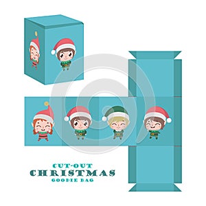 Christmas cut-out goodie bag with cute jolly elves photo