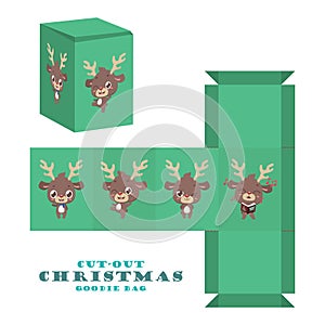 Christmas cut-out goodie bag with cute reindeer