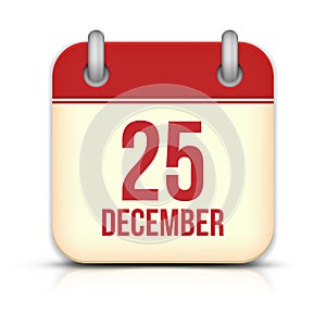 Christmas Day Calendar Icon. 25 December. Vector