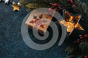 Christmas decor background with gift