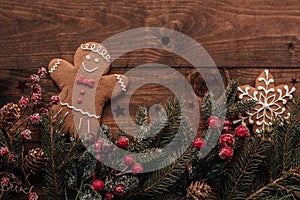 Christmas decor with gingerbread men cookies