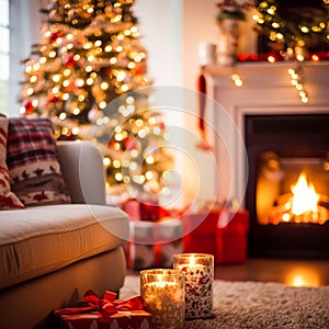 Christmas decor, holiday time and country cottage style, cosy atmosphere, decorations in the English countryside house