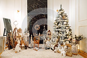 Christmas decor, Living room with a Christmas tree