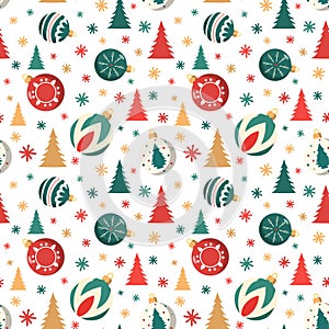 Christmas decor seamless pattern with baubles. Vector illustration for Christmas and New Year