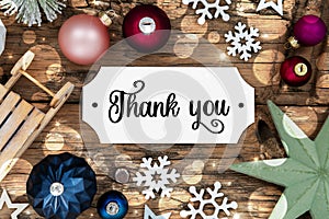 Christmas Decor, Wooden And Colorful With Text Thank You