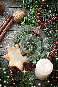 Christmas decor on wooden table