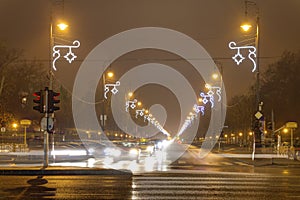 Christmas decorated Andrassy road, Budapest, Hungary