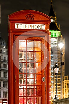 Christmas decorated classic phone bos in Westminster, London