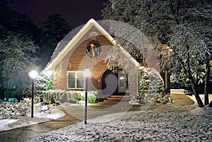 Christmas decorated cottage