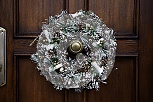 Christmas decorated door