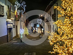 The Christmas decorated evening street in BogotÃÂ¡. Colombia photo