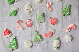 Christmas decorated handmade marshmallow top view on the table photo