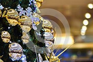 Christmas decoration. Abstract colorful background with Christmas tree.