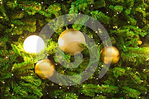 Christmas decoration accessories, golden balls, light bulb, gritter ball